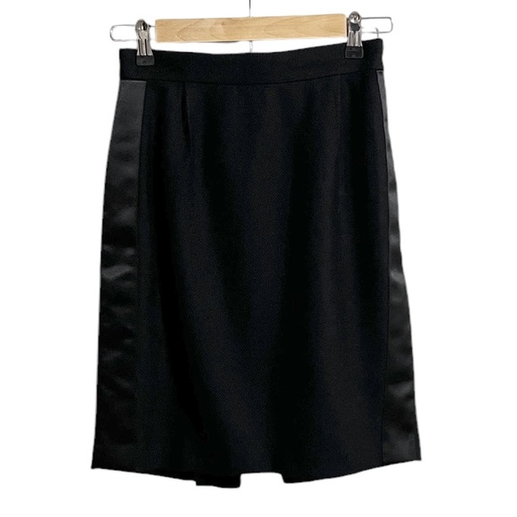 BCBGMAXAZIRA Wool Pencil Skirt Fully Lined Faux Leather Accent Size 0 - Picture 1 of 5